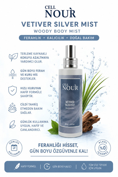 CELLNOUR Cell Nour Vetiver Silver Mist - Woody Body Mist - Özel Vücut Spreyi