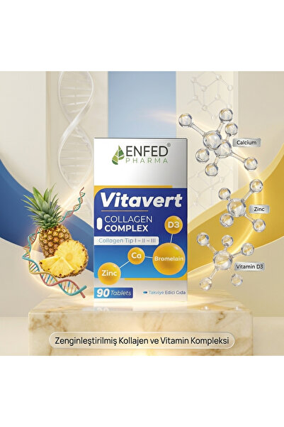 ENFED PHARMA Vitavert Collagen Tip 1 Tip 2 Tip 3 Kalsiyum D3 MSM Bromelain ve...