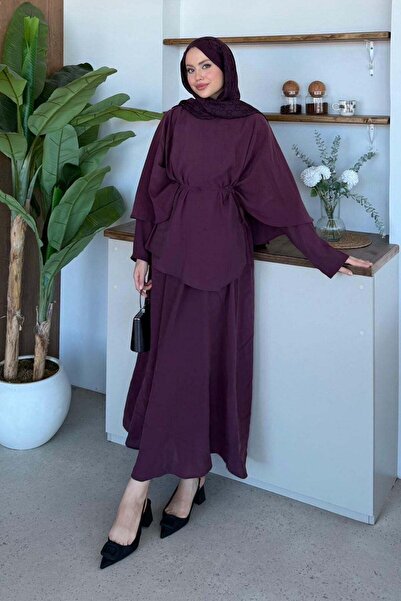 Hazamoda فستان زينا بقلنسوة بلون البرقوق