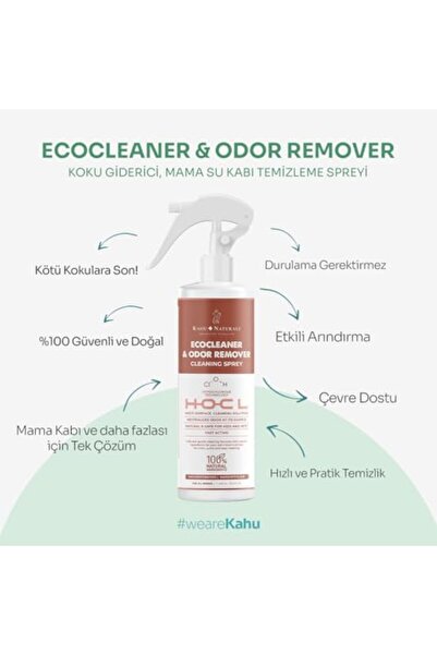 EcoCleaner, Koku Giderici ve Mama Su Kabı Temizleme Spreyi, Çok Amaçlı Temizleyici, Hipokloröz Asit,