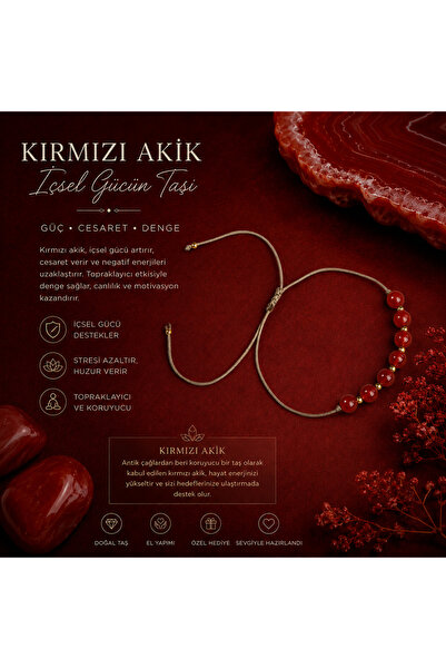 OSMANLI DOĞAL TAŞ Osmanlı Doğaltaş Sertifikalı Kırmızı Akik Nazar Bilekliği (...