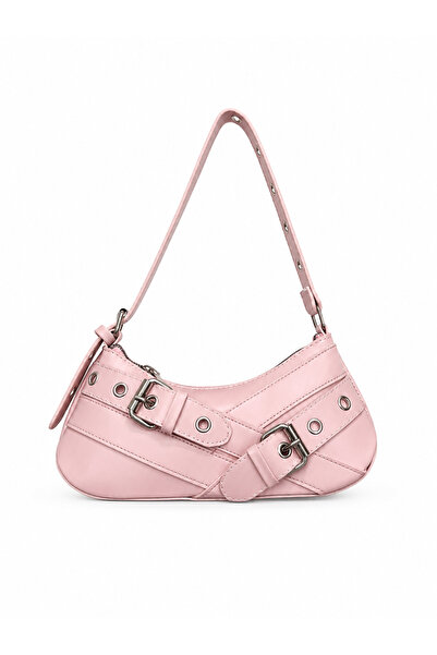 SHIKIRTI Çift Çapraz Kemer Toka Detaylı Kadın Omuz Çantası (29cm*13cm)