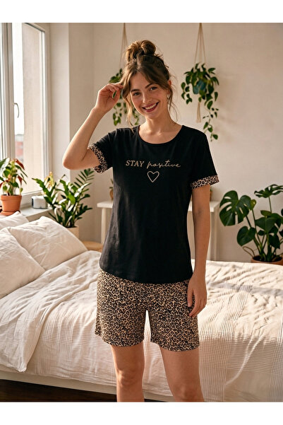 Milan Leopar Desenli Şortlu Pijama Takımı
