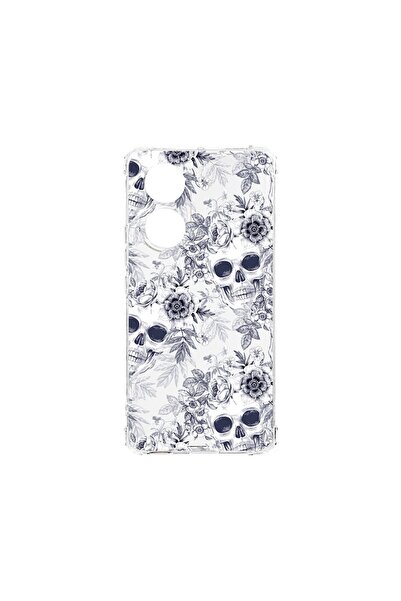 bestcase Husa Anti Shock 1.5MM, compatibilă cu OPPO A18, Skull Negru și Alb, ...