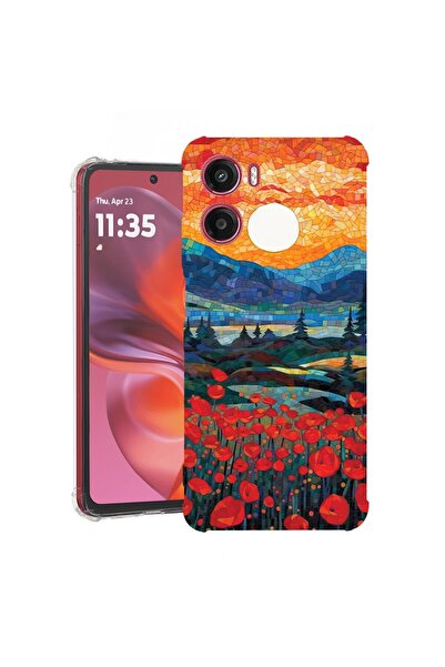bestcase ¬Æ Husa pentru Motorola Moto G05, Anti Shock 1.5MM, Poppies in Sunse...