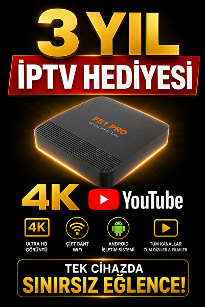 FS1PRO TEKNOLOJI 3 YIL İPTV HEDİYELİ FS1PRO ANDROİD TV BOX 4K