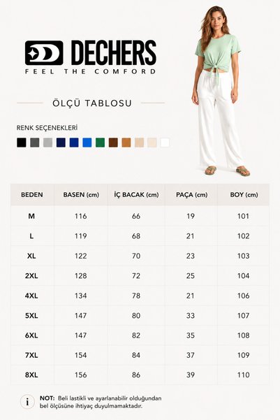 Dechers High Waist Elastic Waist Linen Trousers