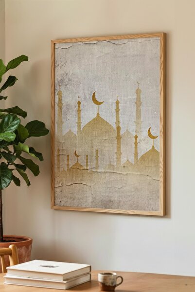 Zevahir Mobilya Dekorasyon Tablou minimalist cu siluetă de moschee, de culoar...