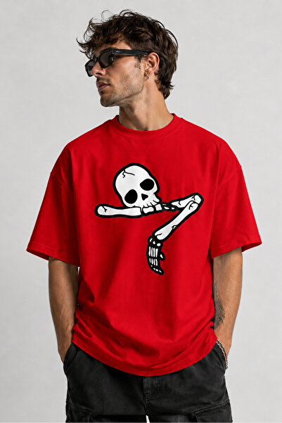 ArtYus Tricou oversize unisex cu imprimeu Dertli Skeleton – Tricou casual din...