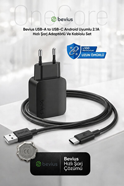 Divex Bevius USB-A to USB-C Android Uyumlu Hızlı Şarj Adaptörü Ve Kablo Seti