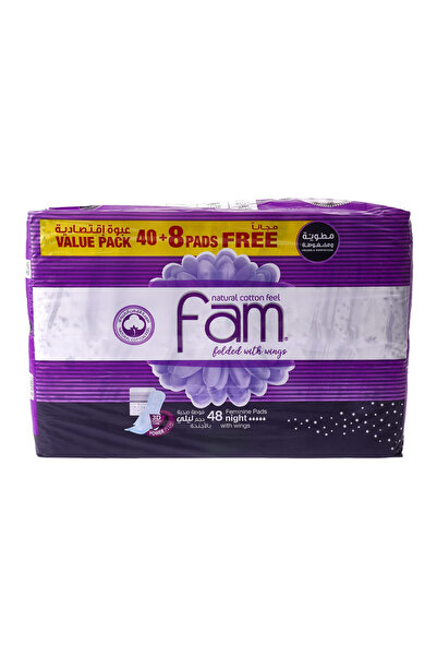 FAM Folded Sanitary Pads with Wings Night 40+8 Packs