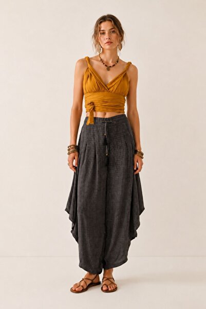 Clandestino Ethnic Patterned Harem Pants Black