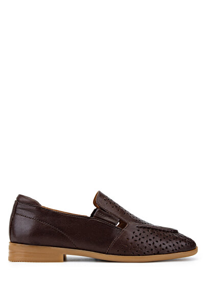 Tamer Tanca Women's Genuine Leather Brown Loafer Shoes