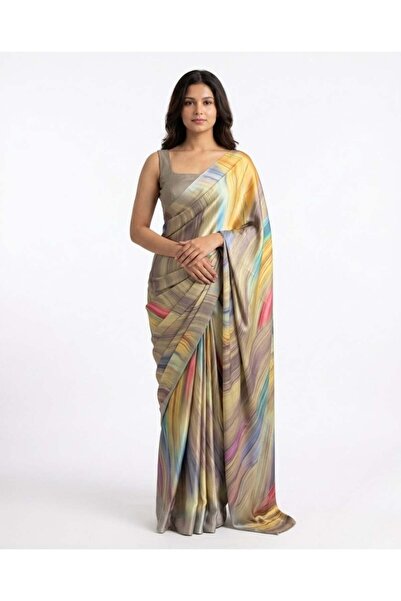Nool ae Nool Terrain Marble Print Satin Saree