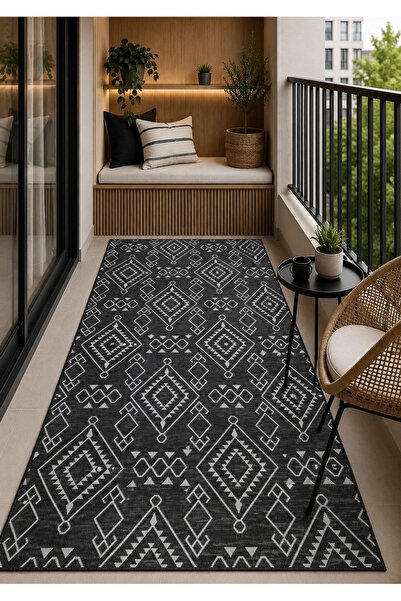 Lorente Home Alegra Antrasit Sisal Hasır Toz Vermez Kaymaz Taban Balkon Bahçe...