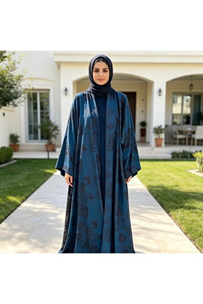Bleco Luxury Dark Pattern Loose Long Open Coat Outerwear