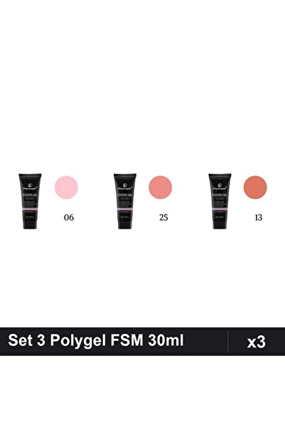 FSM Set 3 Polygel 30ml - Nr.06, Nr.25, Nr.13 - Constructie Unghii