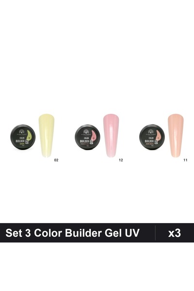 global fashion Set 3 Color Builder Gel UV 15g - Nr.02, Nr.12, Nr.11