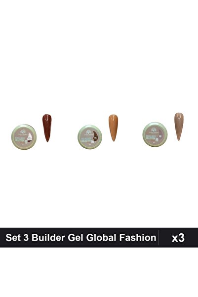 global fashion Set 3 Mocha Rose Builder Gel 15g - Nr.05, Nr.06, Nr.09