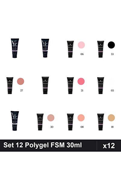 FSM Set 12 Polygel 30ml - Nr.01, Nr.03, Nr.06, Nr.08, Nr.15, Nr.18, Nr.21, Nr...