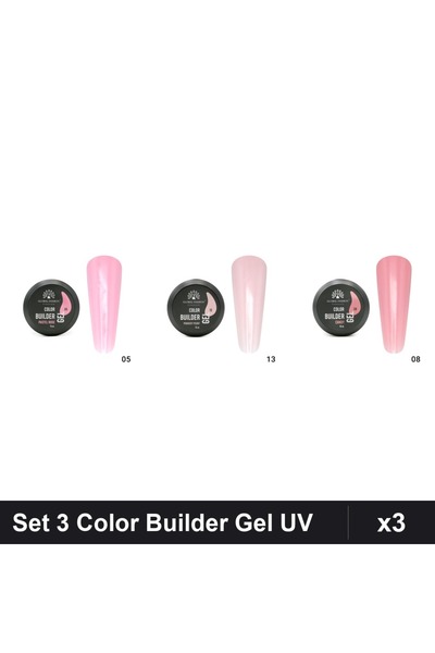 global fashion Set 3 Color Builder Gel UV 15g - Nr.05, Nr.13, Nr.08