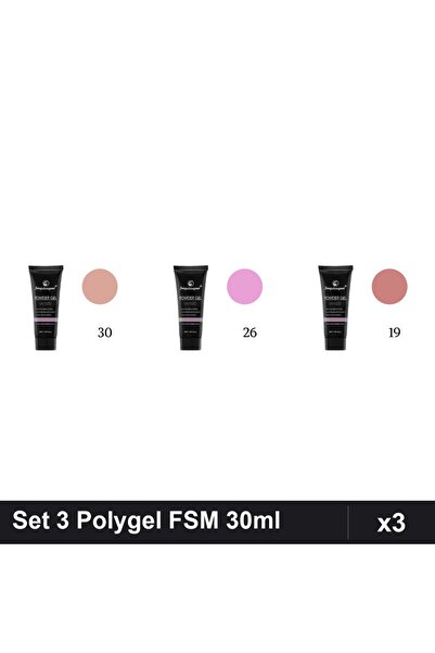 FSM Set 3 Polygel 30ml - Nr.30, Nr.26, Nr.19 - Constructie Unghii