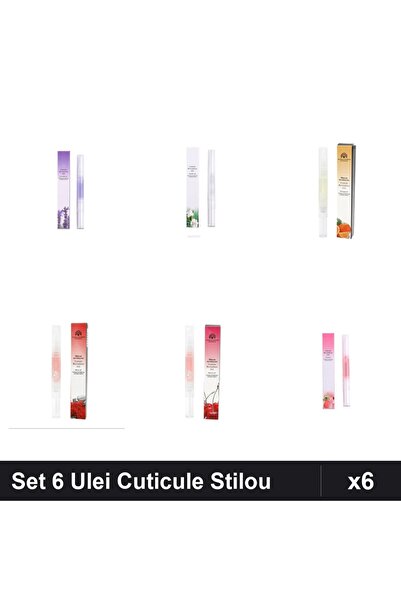 NAİLS Set 6 Ulei Cuticule Tip Stilou - Lavanda, Lily, Portocală, Trandafir, C...