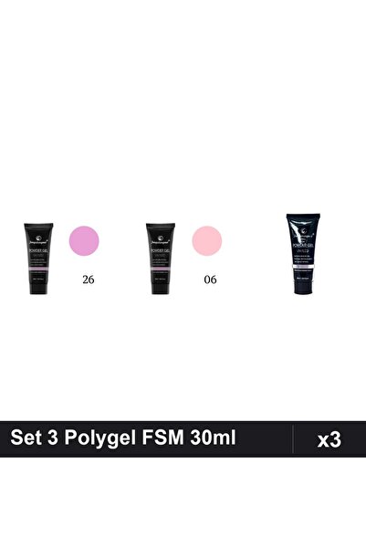 FSM Set 3 Polygel 30ml - Nr.26, Nr.06, Nr.14 - Constructie Unghii
