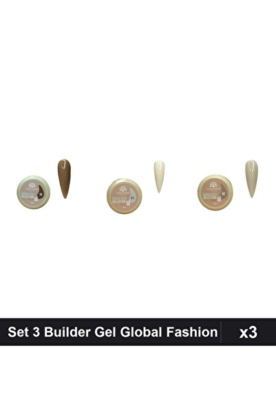 global fashion Set 3 Mocha Rose Builder Gel 15g - Nr.01 Nr.02 Nr.10