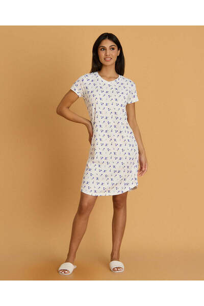 REDTAG Women White Printed Nightshirt