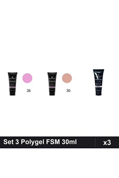 FSM Set 3 Polygel 30ml - Nr.26, Nr.30, Nr.14 - Constructie Unghii