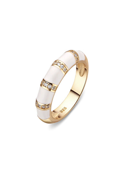 Lisa&Co. Inel Argint Enamel Sparks M55 / Argint placat cu aur galben / Zircon...