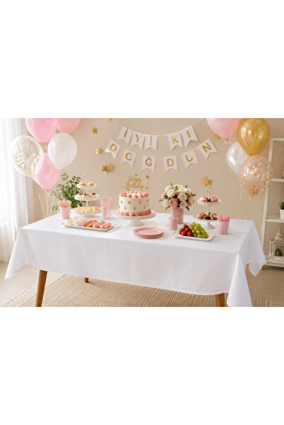 L'Opaline Tek Kullanımlık Kağıt (1 ADET) Masa Örtüsü 100x150 cm Beyaz, Doğum Günü, Nişan, Söz, Baby Shower, Piknik, Parti, Bahçe, Balkon, Organizasyon Sofra Örtüsü