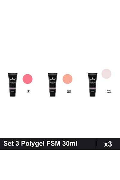 FSM Set 3 Polygel 30ml - Nr.21, Nr.08, Nr.32 - Construcție Unghii