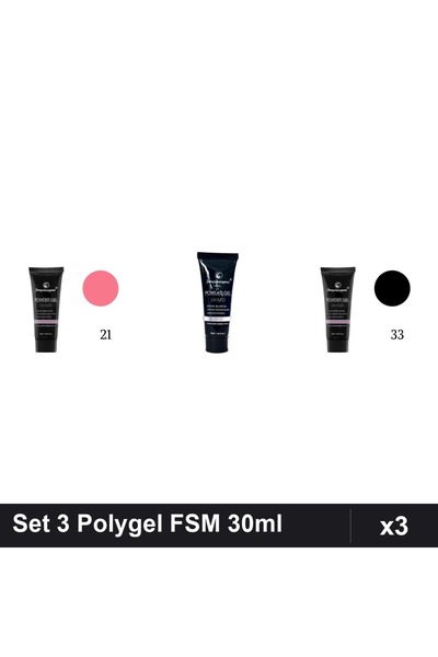 FSM Set 3 Polygel 30ml - Nr.21, Nr.17, Nr.33 - Constructie Unghii