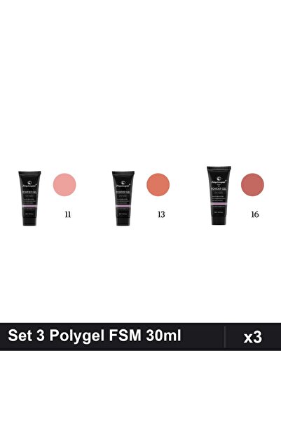 FSM Set 3 Polygel 30ml - Nr.11, Nr.13, Nr.16 - Constructie Unghii