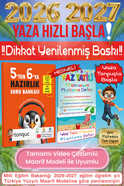 Tonguç Yayınları 5'ten 6'ya Yaz Tatili Hazırlık Soru Bankası Kitabı 5ten 6ya ...