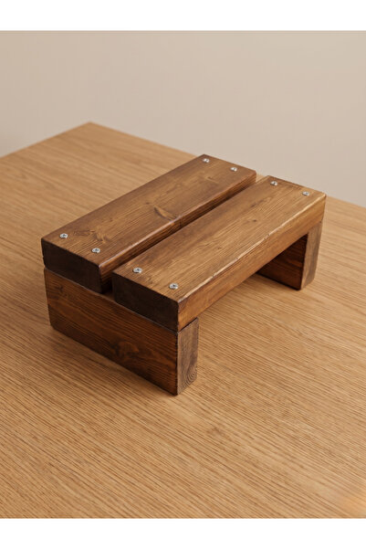 Nest WoodTr Doğal Ahşap Tek Katlı Basamak Tabure Yükseltici 30x25x15cm 1Adet