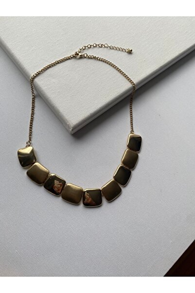 COLLECTİON Gold Geometrik Minimal Kadın Kolye