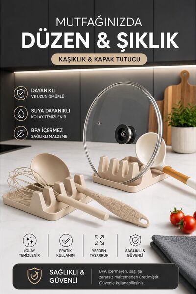 Funny Life Spoon Rest and Pot Lid Holder Organizer Bpa Free Kitchen Spoon Stand