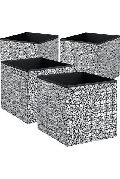 DRÖNA Dotted White Black Storage Boxes for KALLAX - Set of 4