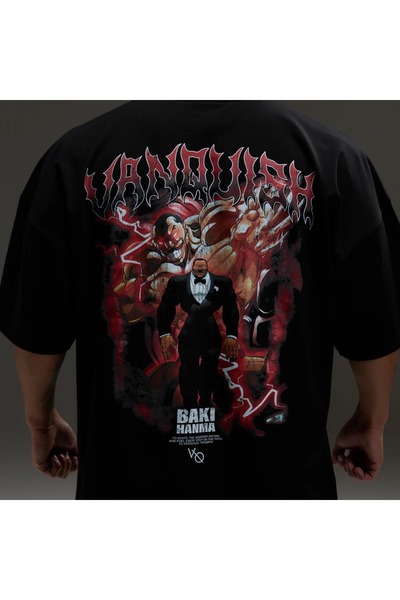 vanquish VQ x Baki: Tricou supradimensionat cu croială dreaptă, negru, Oliva