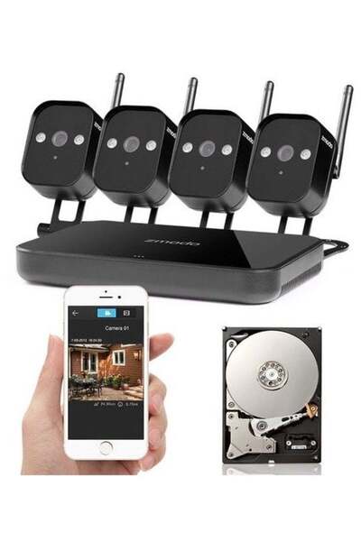 ZMODO 720P Wifi Mini NVR+4xIP CAM+1TB HDD