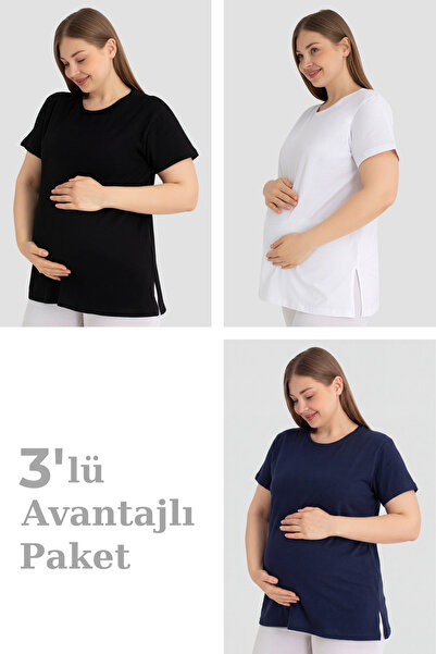 Arma Yıldız Pamučna trudnička majica kratkih rukava, šarena, 3 komada – mekan...