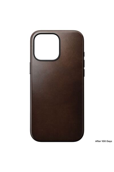 Nomad Husă modernă din piele pentru iPhone 16 Pro Max, Maro Rustic, Horween