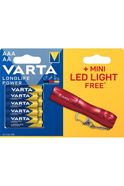 Varta Baterie Longlife Power LR03/LR06 x4 buc + lanternă Mini Led Light