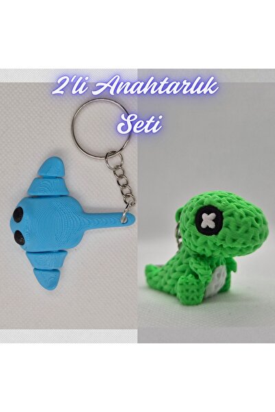 3DAtölyeMaker Light Blue Flexible Stingray and Green Mesh Pattern Moving Dino...