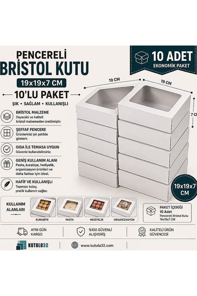 kutula 32 Pencereli kutu 19*19*7 (10 adet)