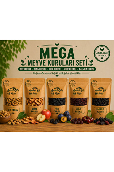 Anadolu Şifa Harput Doğal Kurutulmuş Meyve Seti Dut, Karadut, Vişne, Erik ve ...