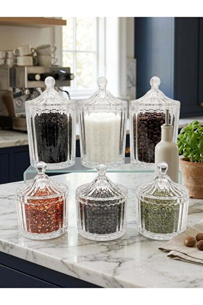 Altabi Glass Spice Set 6 Piece Spice Container